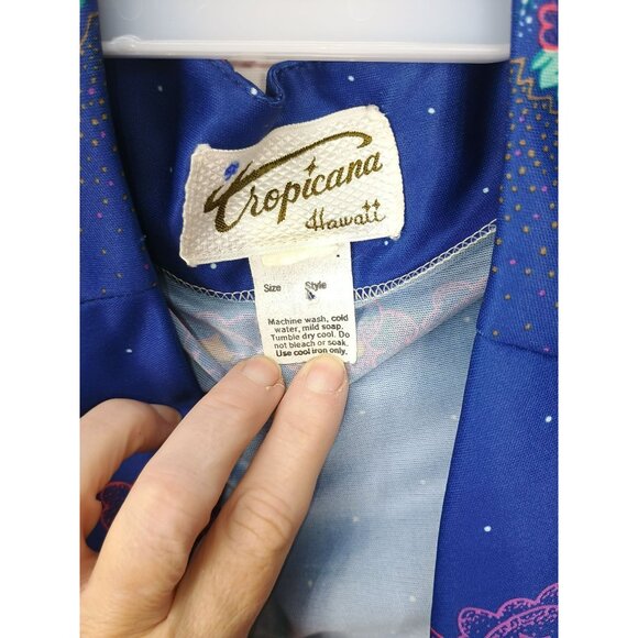Vintage Tropicana Hawaii Blue Floral Maxi Dress & Bolero Jacket Set - Picture 5 of 6